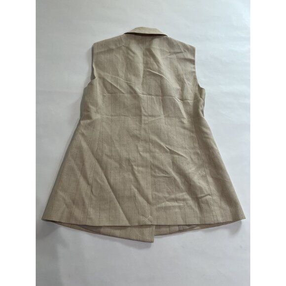 Ann Taylor Pinstripe Long Double Breasted Vest in Cream - Picture 3 of 4
